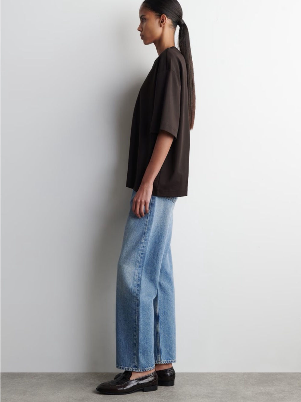 COS Dark Brown OVERSIZED T-SHIRT - Picture 3 of 5